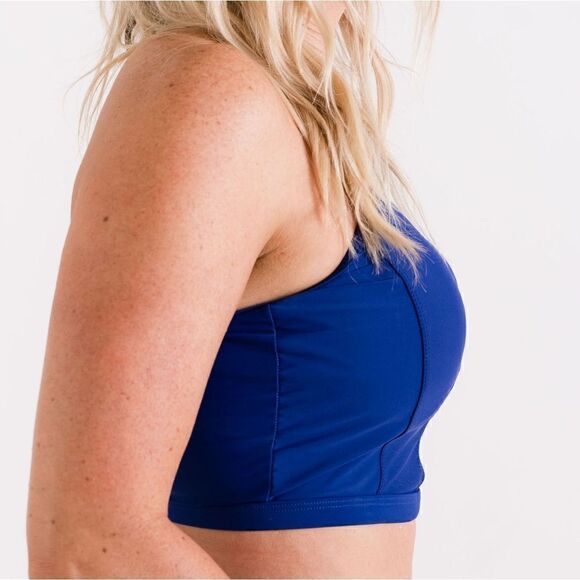 NWT Midkini, High Neck, Halter Tie, Bikini Top in Sapphire Blue - Picture 6 of 14